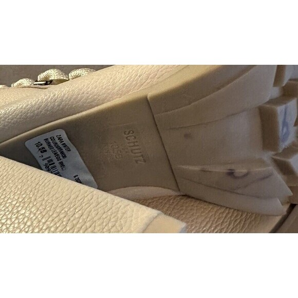 New! Schutz Zhara Winter Leather Bootie Beige Leather Faux Fur Lining SZ 10.5B - Picture 7 of 7